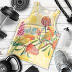 Birds and Floral Aussie Lorikeet Men Tank Top Pastel Yellow - Aussie Hoodie