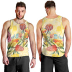Birds and Floral Aussie Lorikeet Men Tank Top Pastel Yellow - Aussie Hoodie