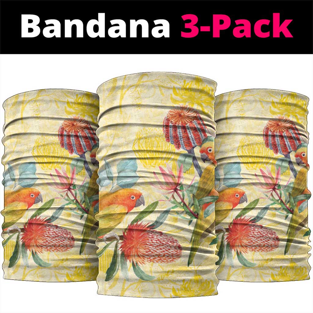 Birds and Floral Aussie Lorikeet Neck Gaiter Pastel Yellow - Aussie Hoodie