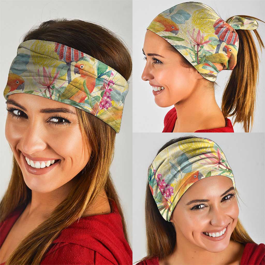 Birds and Floral Aussie Lorikeet Neck Gaiter Pastel Yellow - Aussie Hoodie