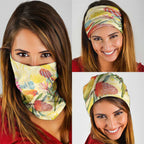 Birds and Floral Aussie Lorikeet Neck Gaiter Pastel Yellow - Aussie Hoodie
