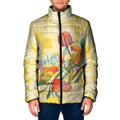 Birds and Floral Aussie Lorikeet Padded Jacket Pastel Yellow - Aussie Hoodie