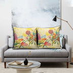 Birds and Floral Aussie Lorikeet Pillow Cover Pastel Yellow - Aussie Hoodie