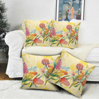 Birds and Floral Aussie Lorikeet Pillow Cover Pastel Yellow - Aussie Hoodie