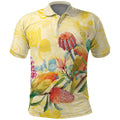 Birds and Floral Aussie Lorikeet Polo Shirt Pastel Yellow - Aussie Hoodie