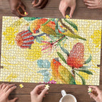 Birds and Floral Aussie Lorikeet Puzzle Pastel Yellow - Aussie Hoodie