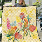 Birds and Floral Aussie Lorikeet Quilt Pastel Yellow - Aussie Hoodie