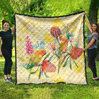Birds and Floral Aussie Lorikeet Quilt Pastel Yellow - Aussie Hoodie