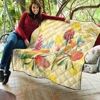 Birds and Floral Aussie Lorikeet Quilt Pastel Yellow - Aussie Hoodie