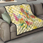 Birds and Floral Aussie Lorikeet Quilt Pastel Yellow - Aussie Hoodie