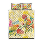 Birds and Floral Aussie Lorikeet Quilt Bed Set Pastel Yellow - Aussie Hoodie