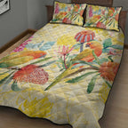 Birds and Floral Aussie Lorikeet Quilt Bed Set Pastel Yellow - Aussie Hoodie