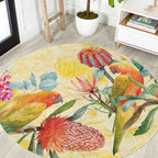 Birds and Floral Aussie Lorikeet Round Carpet Pastel Yellow - Aussie Hoodie