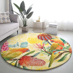 Birds and Floral Aussie Lorikeet Round Carpet Pastel Yellow - Aussie Hoodie