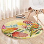 Birds and Floral Aussie Lorikeet Round Carpet Pastel Yellow - Aussie Hoodie