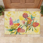 Birds and Floral Aussie Lorikeet Rubber Doormat Pastel Yellow - Aussie Hoodie