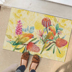 Birds and Floral Aussie Lorikeet Rubber Doormat Pastel Yellow - Aussie Hoodie
