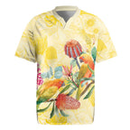 Birds and Floral Aussie Lorikeet Rugby Jersey Pastel Yellow - Aussie Hoodie