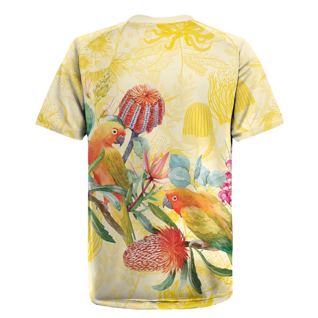 Birds and Floral Aussie Lorikeet Rugby Jersey Pastel Yellow - Aussie Hoodie