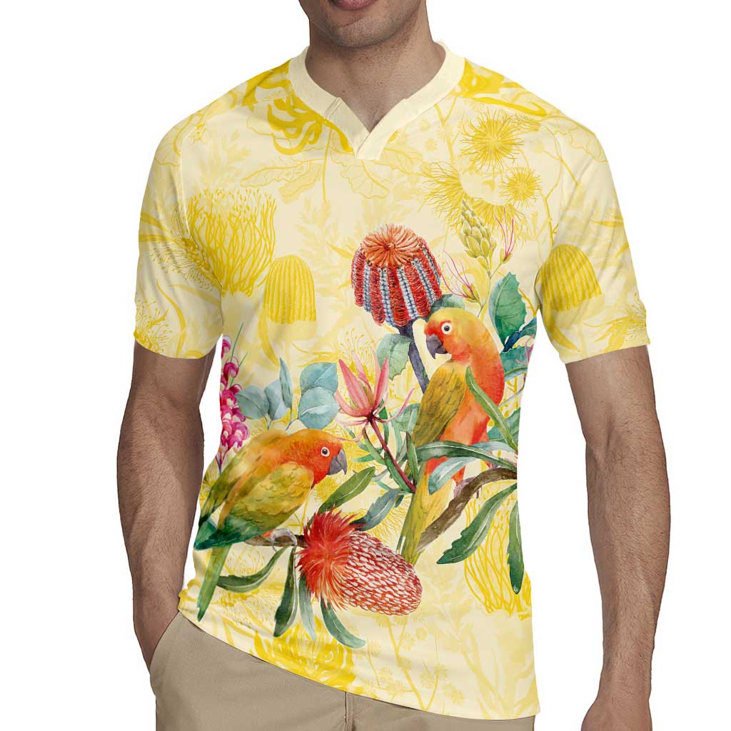 Birds and Floral Aussie Lorikeet Rugby Jersey Pastel Yellow - Aussie Hoodie