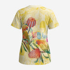 Birds and Floral Aussie Lorikeet Scrub Top Pastel Yellow - Aussie Hoodie
