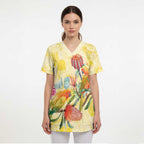 Birds and Floral Aussie Lorikeet Scrub Top Pastel Yellow - Aussie Hoodie