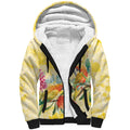 Birds and Floral Aussie Lorikeet Sherpa Hoodie Pastel Yellow - Aussie Hoodie