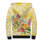 Birds and Floral Aussie Lorikeet Sherpa Hoodie Pastel Yellow - Aussie Hoodie