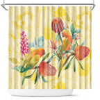 Birds and Floral Aussie Lorikeet Shower Curtain Pastel Yellow - Aussie Hoodie