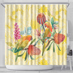 Birds and Floral Aussie Lorikeet Shower Curtain Pastel Yellow - Aussie Hoodie