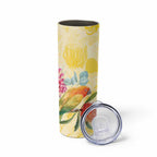 Birds and Floral Aussie Lorikeet Skinny Tumbler Pastel Yellow - Aussie Hoodie