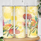 Birds and Floral Aussie Lorikeet Skinny Tumbler Pastel Yellow - Aussie Hoodie