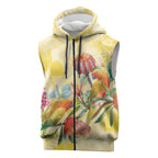Birds and Floral Aussie Lorikeet Sleeveless Zip Hoodie Pastel Yellow - Aussie Hoodie