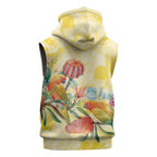 Birds and Floral Aussie Lorikeet Sleeveless Zip Hoodie Pastel Yellow - Aussie Hoodie