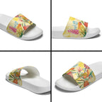 Birds and Floral Aussie Lorikeet Slide Sandals Pastel Yellow - Aussie Hoodie