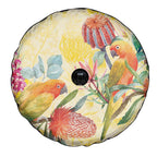 Birds and Floral Aussie Lorikeet Spare Tire Cover Pastel Yellow - Aussie Hoodie
