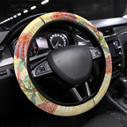 Birds and Floral Aussie Lorikeet Steering Wheel Cover Pastel Yellow - Aussie Hoodie