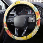Birds and Floral Aussie Lorikeet Steering Wheel Cover Pastel Yellow - Aussie Hoodie