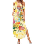 Birds and Floral Aussie Lorikeet Summer Maxi Dress Pastel Yellow - Aussie Hoodie