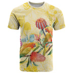 Birds and Floral Aussie Lorikeet T Shirt Pastel Yellow - Aussie Hoodie