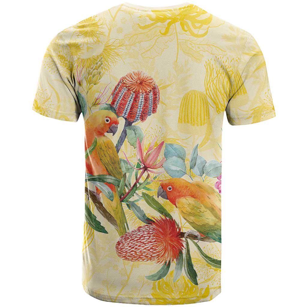 Birds and Floral Aussie Lorikeet T Shirt Pastel Yellow - Aussie Hoodie