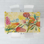 Birds and Floral Aussie Lorikeet Tablecloth Pastel Yellow - Aussie Hoodie