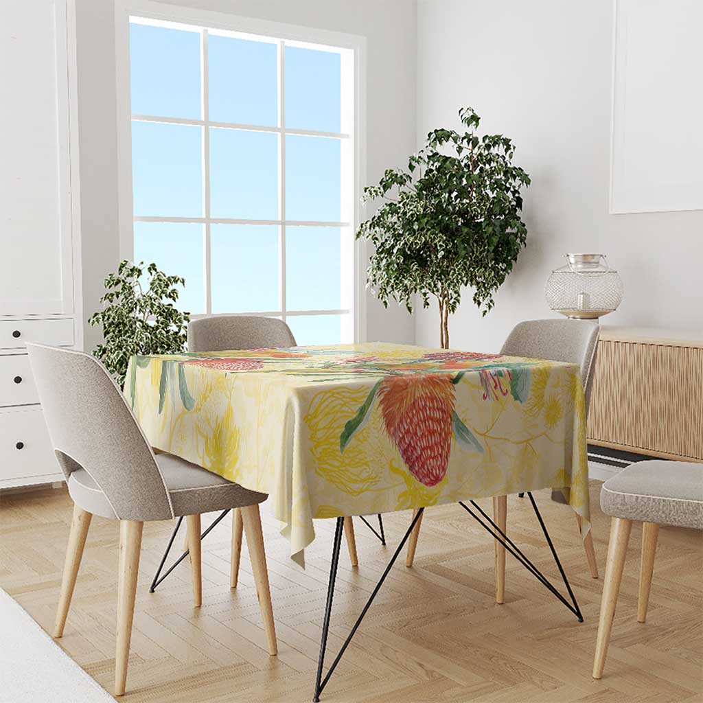 Birds and Floral Aussie Lorikeet Tablecloth Pastel Yellow - Aussie Hoodie