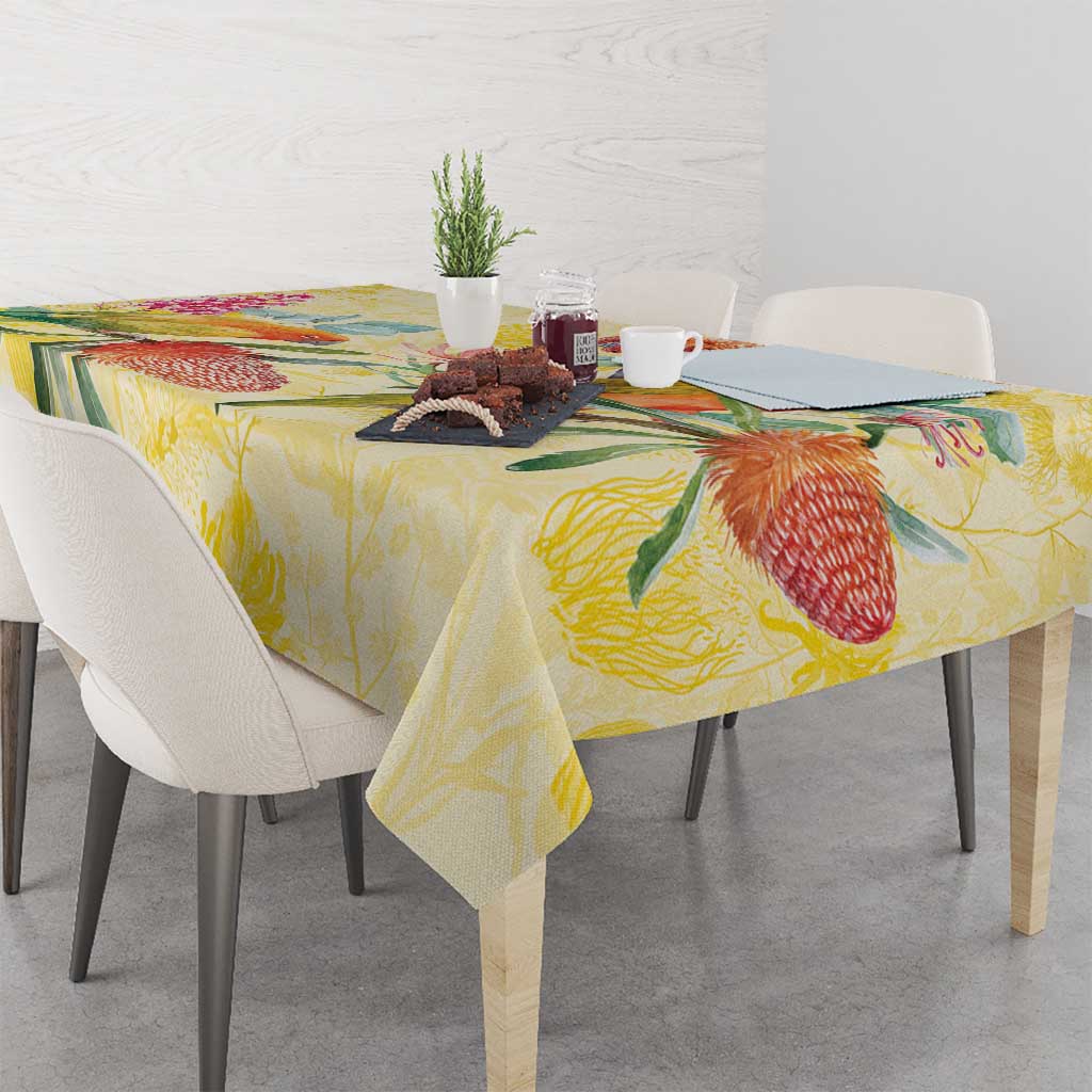 Birds and Floral Aussie Lorikeet Tablecloth Pastel Yellow - Aussie Hoodie