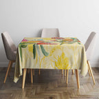 Birds and Floral Aussie Lorikeet Tablecloth Pastel Yellow - Aussie Hoodie