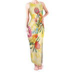 Birds and Floral Aussie Lorikeet Tank Maxi Dress Pastel Yellow - Aussie Hoodie