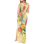 Birds and Floral Aussie Lorikeet Tank Maxi Dress Pastel Yellow - Aussie Hoodie
