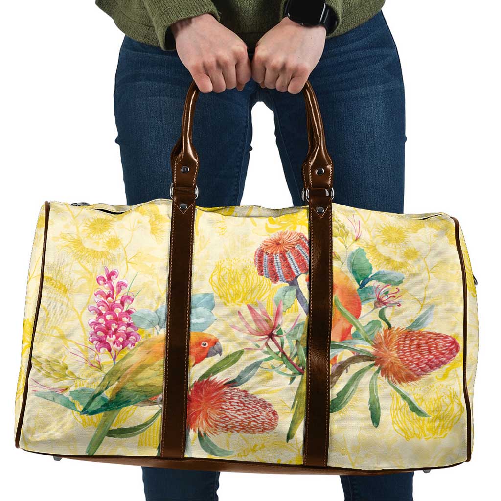 Birds and Floral Aussie Lorikeet Travel Bag Pastel Yellow - Aussie Hoodie