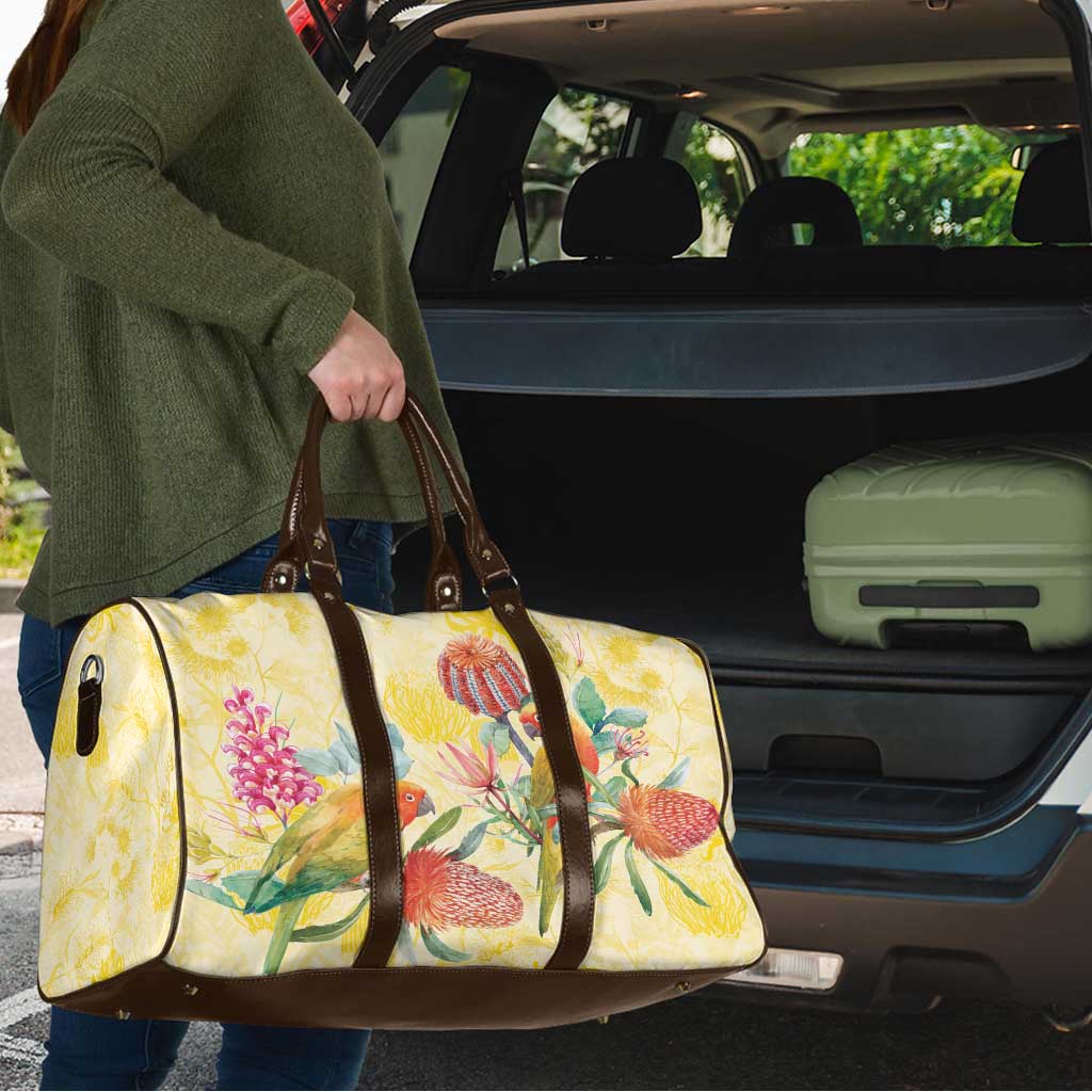Birds and Floral Aussie Lorikeet Travel Bag Pastel Yellow - Aussie Hoodie