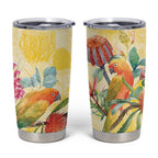 Birds and Floral Aussie Lorikeet Tumbler Cup Pastel Yellow - Aussie Hoodie